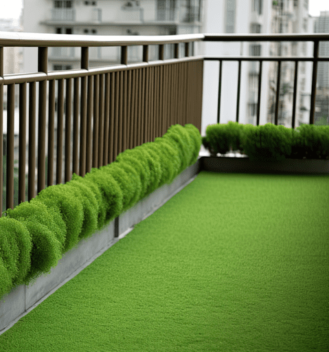 Photo de gazon synthétique installé sur un balcon