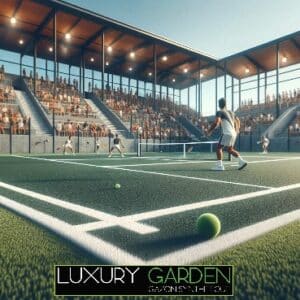 Miniature avec le Logo Luxury Garden avec une installation de gazon synthétique spécialement fait pour le padel.