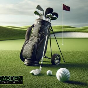 Miniature avec le Logo Luxury Garden avec une installation de gazon synthétique spécialement fait pour le golf.